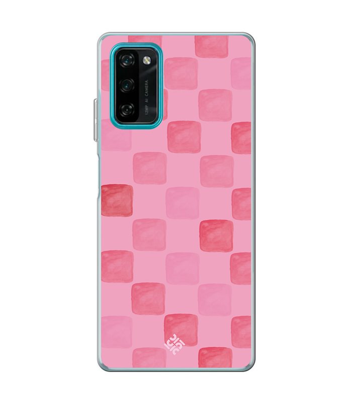 Funda para [ Blackview A100 ] Color del Año Magenta [ Checkerboard Magenta - Patrón de Cuadrados - Estilo Acuarela ] 