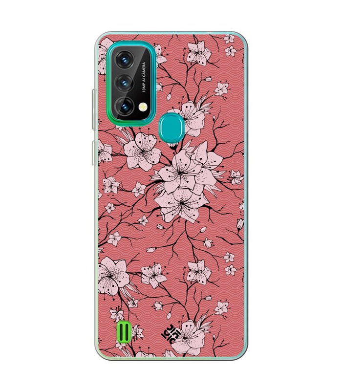 Funda para [ Blackview A50 ] Dibujo Botánico [ Flores sakura con patron japones ] de Silicona Flexible