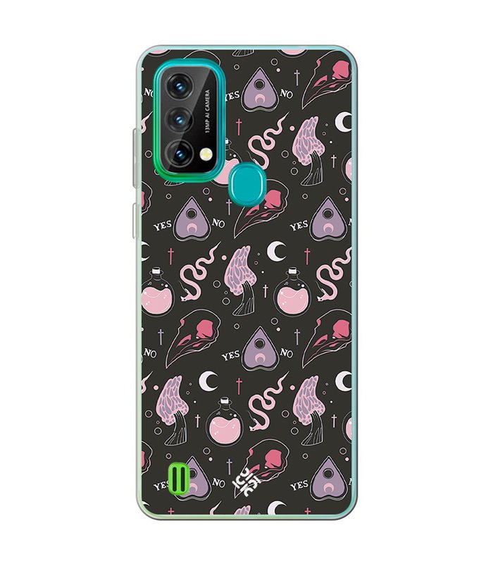 Funda para [ Blackview A50 ] Dibujo Gotico [ Diseño Brujería en Tonos Pastel y Fondo Negro ] de Silicona