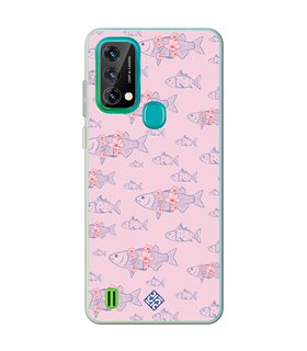 Funda para [ Blackview A50 ] Dibujo Japones [ Sakura y Pescado Rosa Pastel ] de Silicona