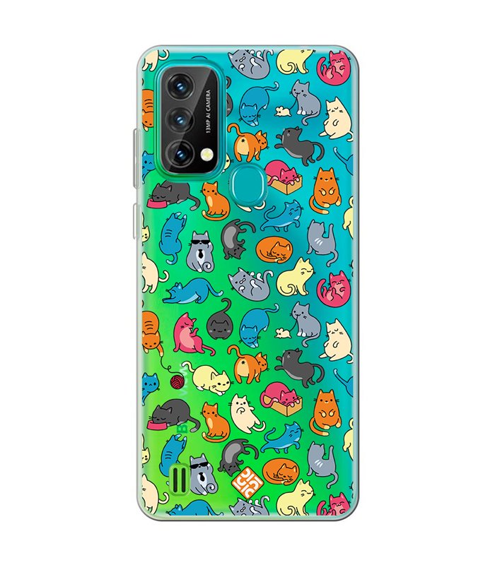 Funda para [ Blackview A50 ] Dibujo Mascotas [ Gatos de Varios Colores ] de Silicona Flexible