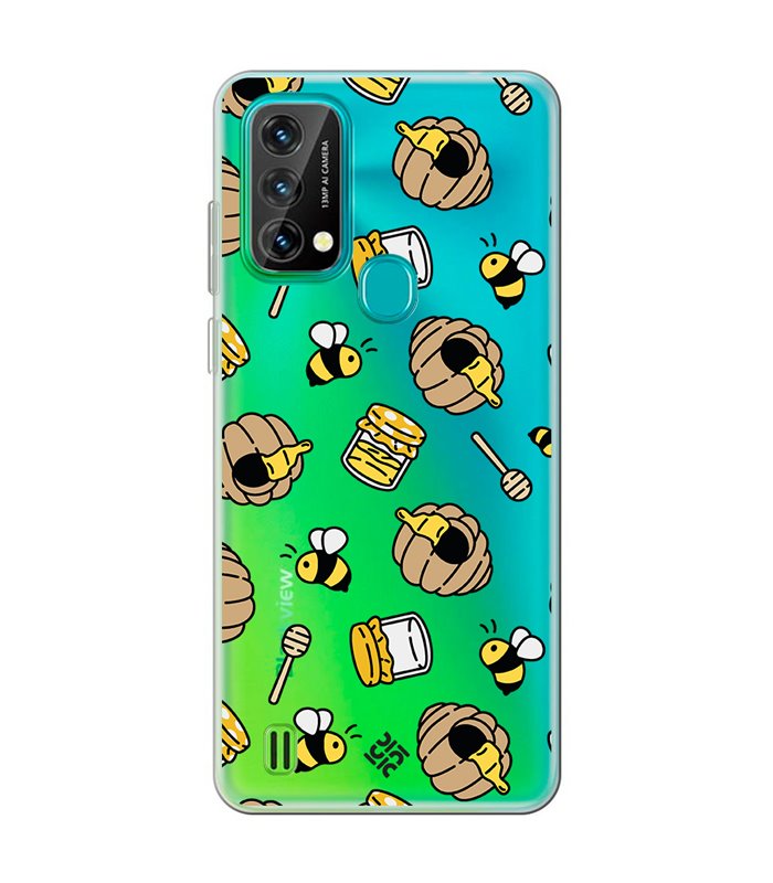 Funda para [ Blackview A50 ] Dibujo Mascotas [ Miel y Abejas ] de Silicona Flexible para Smartphone 