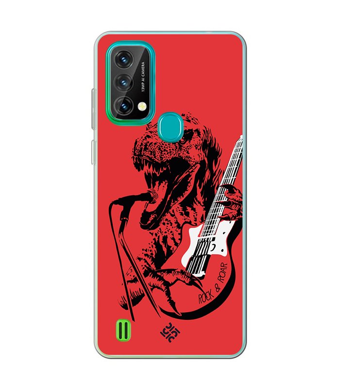 Funda para [ Blackview A50 ] Diseño Música [ Rock & Roar - Dinosaurio Tocando la Guitarra ] 