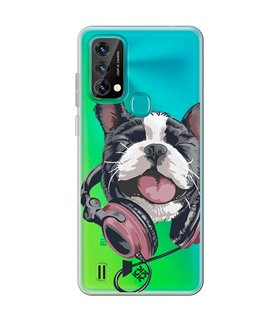 Funda para [ Blackview A50 ] Diseño Música [ Perro Feliz Escuchando Música ] de Silicona Flexible