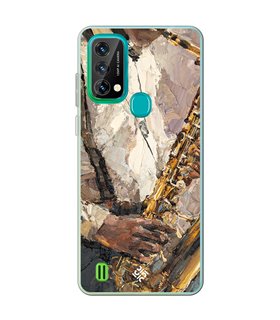Funda para [ Blackview A50 ] Diseño Música [ Pintura - Tocando el Saxofón ] de Silicona Flexible