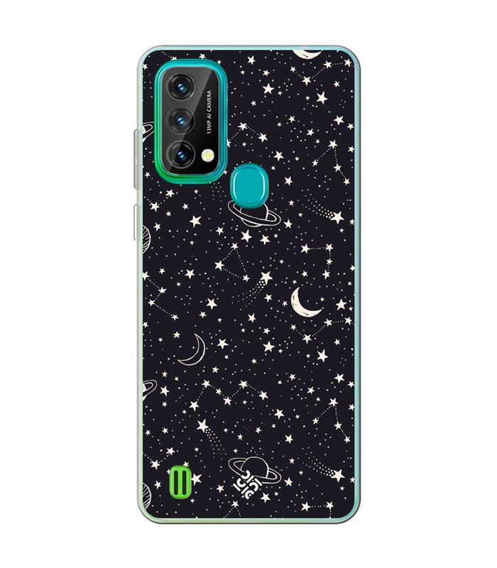 Funda para [ Blackview A50 ] Dibujo Tendencias [ Fondo Estrellado con Planetas ] de Silicona Flexible