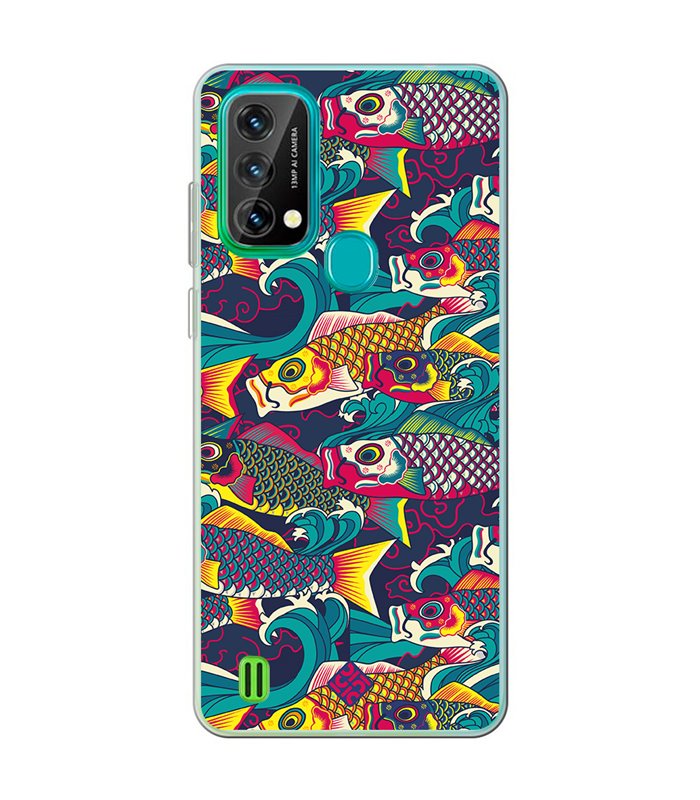 Funda para [ Blackview A50 ] Dibujo Auténtico [ Serpentina de Carpas Koinobori, Mangas de Viento ] de Silicona