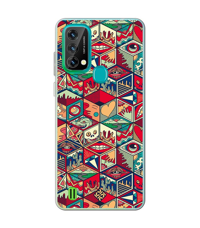 Funda para [ Blackview A50 ] Dibujo Auténtico [ Diseño Doodle Arte con Elementos Ornamentales ] de Silicona