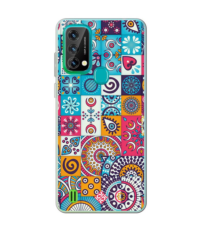 Funda para [ Blackview A50 ] Dibujo Auténtico [ Collage Mosaico Mandala ] de Silicona Flexible