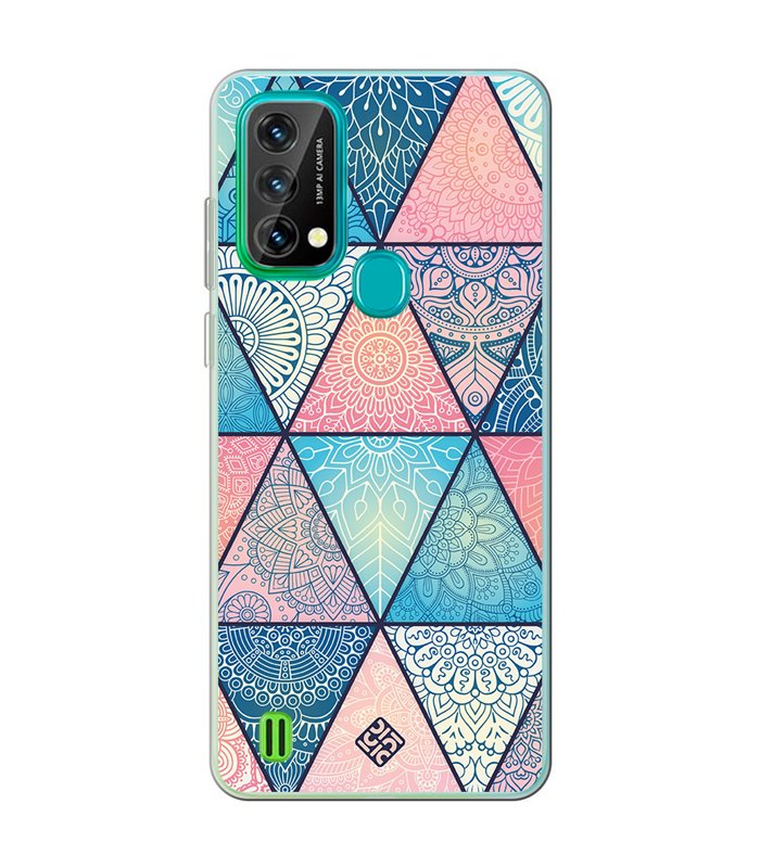 Funda para [ Blackview A50 ] Dibujo Auténtico [ Mosaico Triangular Mandala ] de Silicona Flexible