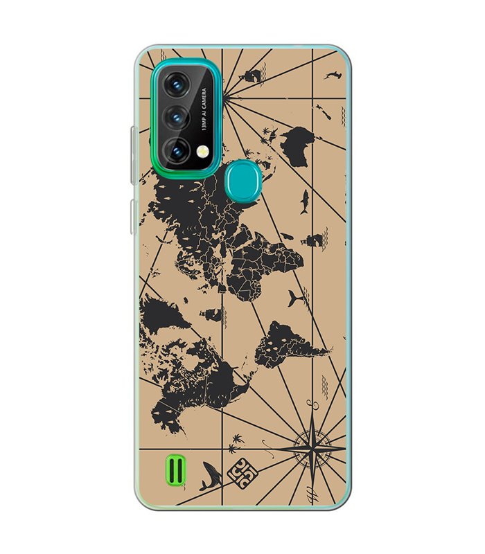 Funda para [ Blackview A50 ] Dibujo Auténtico [ Mapa Mundi ] de Silicona Flexible para Smartphone 