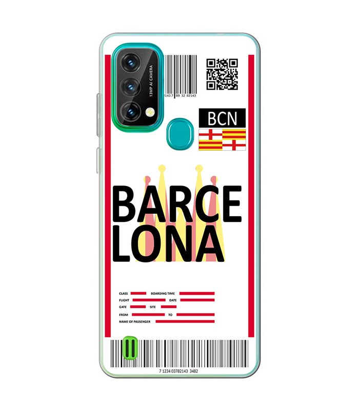 Funda para [ Blackview A50 ] Billete de Avión [ Barcelona ] de Silicona Flexible para Smartphone 