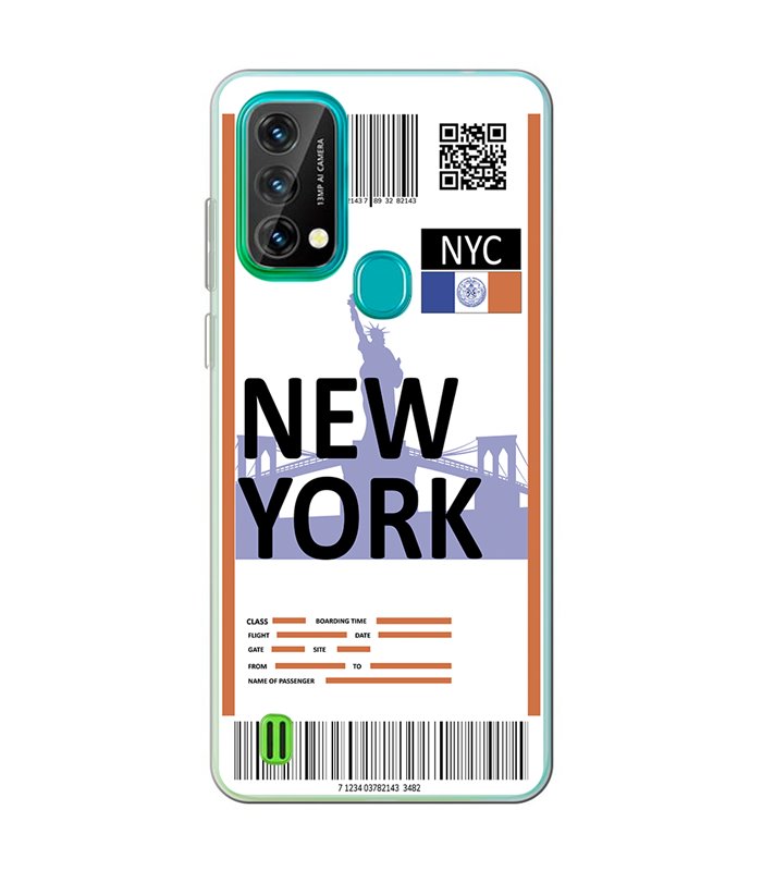 Funda para [ Blackview A50 ] Billete de Avión [ New York ] de Silicona Flexible para Smartphone 