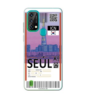 Funda para [ Blackview A50 ] Billete de Avión [ Seúl ] de Silicona Flexible para Smartphone 