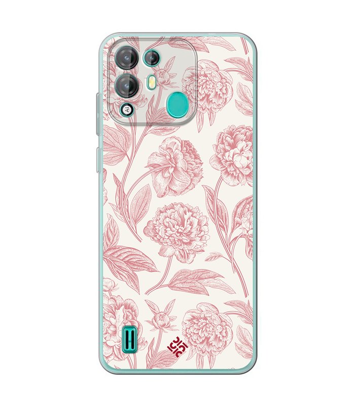 Funda para [ Blackview A55 Pro ] Dibujo Botánico [ Flores Rosa Pastel ] de Silicona Flexible para Smartphone
