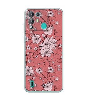 Funda para [ Blackview A55 Pro ] Dibujo Botánico [ Flores sakura con patron japones ] de Silicona Flexible