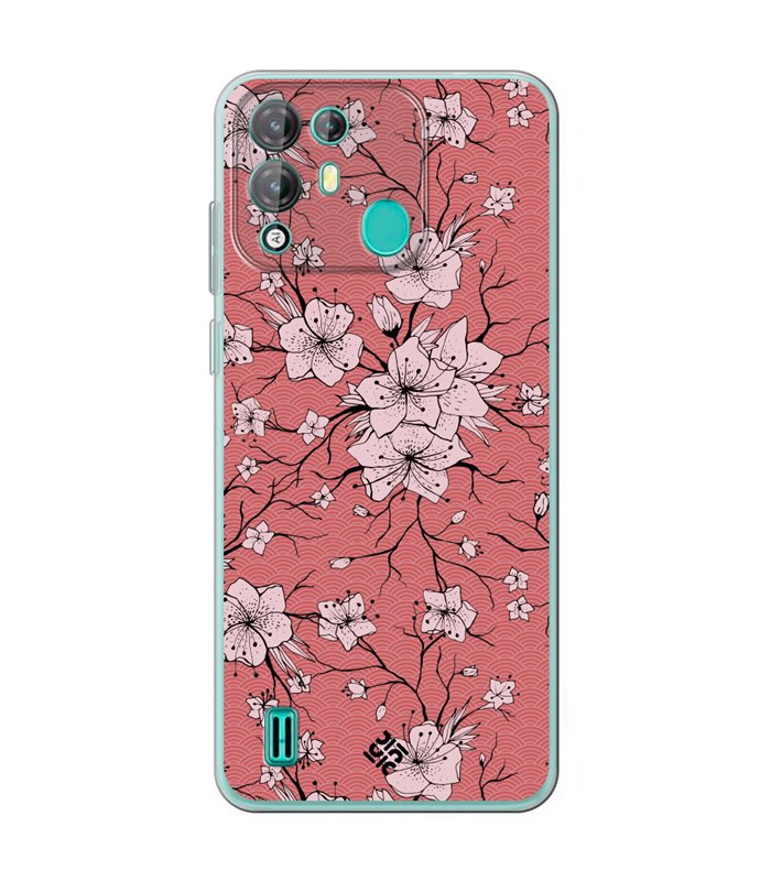 Funda para [ Blackview A55 Pro ] Dibujo Botánico [ Flores sakura con patron japones ] de Silicona Flexible