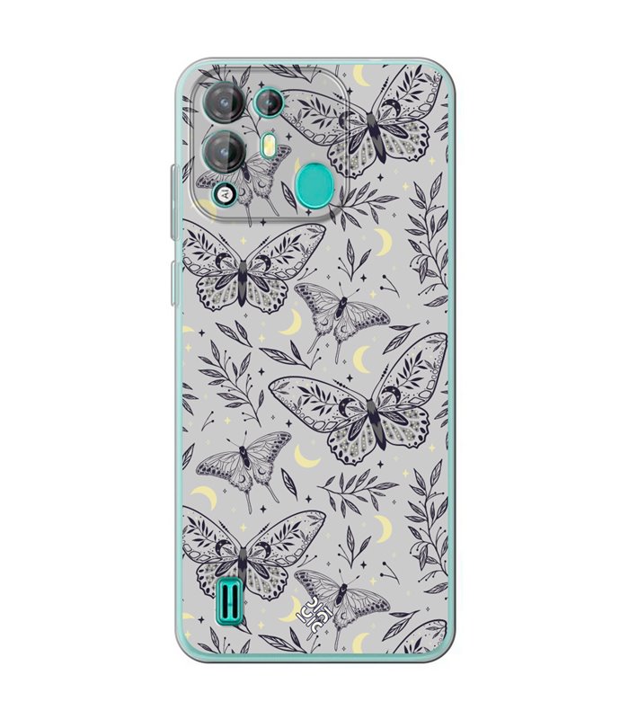 Funda para [ Blackview A55 Pro ] Dibujo Esotérico [ Boho Fondo Mágico con Elementos de Espacio Gris Estrellas ] 