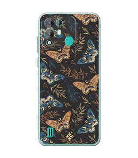 Funda para [ Blackview A55 Pro ] Dibujo Esotérico [ Boho Fondo Mágico con Ramas y Mariposas y Polillas ] de Silicona