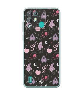 Funda para [ Blackview A55 Pro ] Dibujo Gotico [ Diseño Brujería en Tonos Pastel y Fondo Negro ] de Silicona