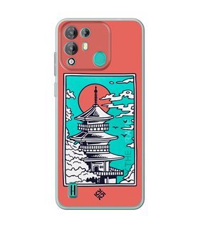 Funda para [ Blackview A55 Pro ] Dibujo Japones [ Pagoda con Fondo Transparente Japonesa ] de Silicona Flexible