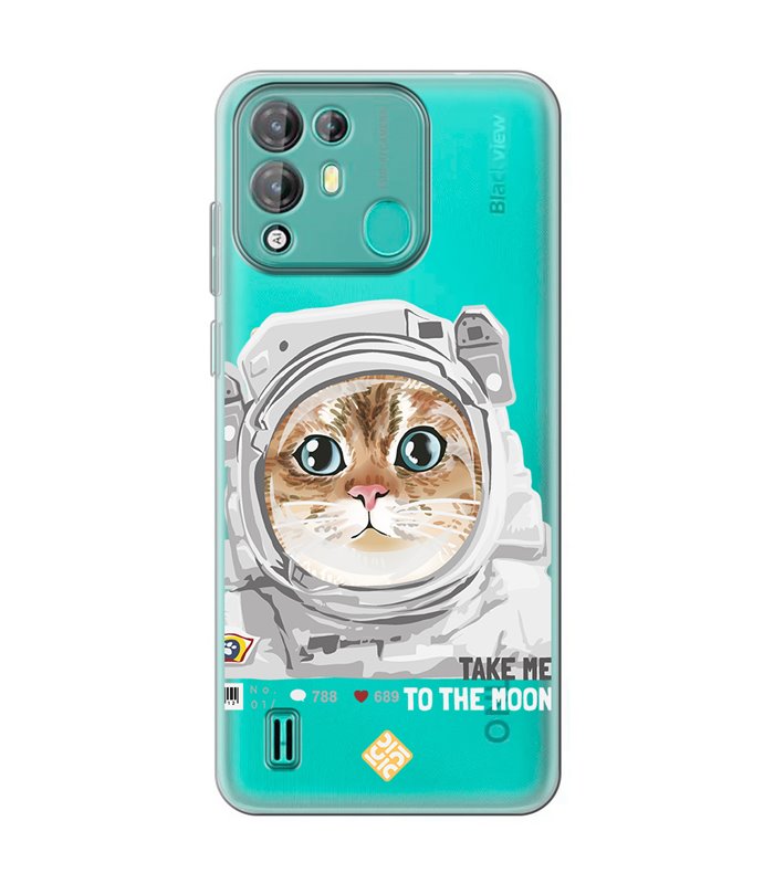 Funda para [ Blackview A55 Pro ] Dibujo Mascotas [ Gato Astronauta - Take Me To The Moon ] 