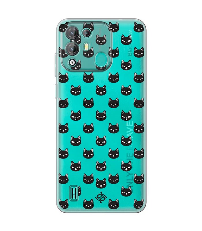 Funda para [ Blackview A55 Pro ] Dibujo Mascotas [ Gato Negro ] de Silicona Flexible para Smartphone 