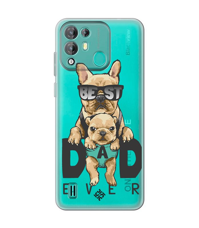 Funda para [ Blackview A55 Pro ] Dibujo Mascotas [ Perro Bulldog - Best Dad Ever ] de Silicona Flexible