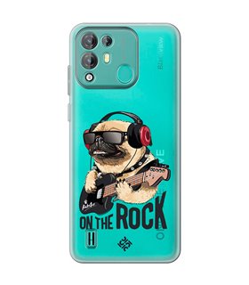 Funda para [ Blackview A55 Pro ] Diseño Música [ Pug Perro con Auriculares ] de Silicona Flexible