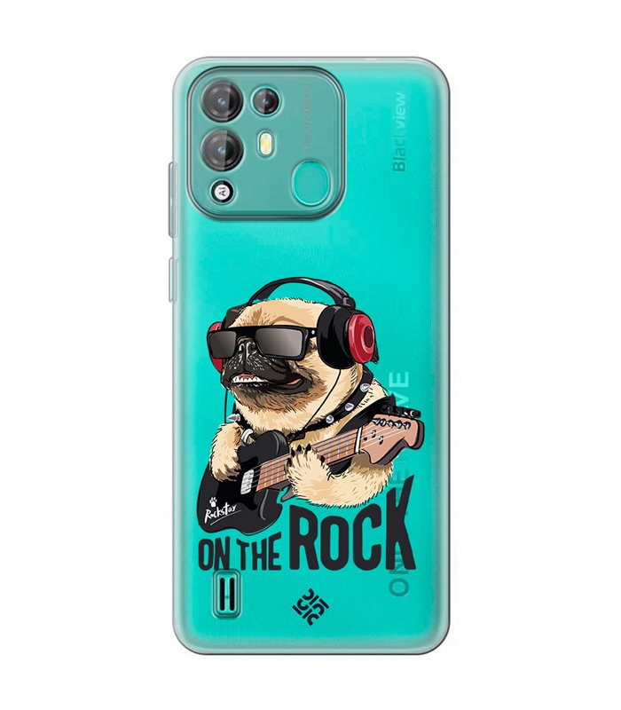 Funda para [ Blackview A55 Pro ] Diseño Música [ Pug Perro con Auriculares ] de Silicona Flexible