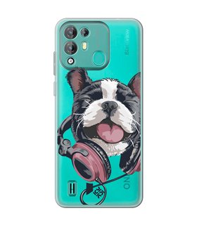 Funda para [ Blackview A55 Pro ] Diseño Música [ Perro Feliz Escuchando Música ] de Silicona Flexible