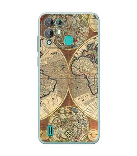 Funda para [ Blackview A55 Pro ] Dibujo Auténtico [ Antiguo Mapa Mundi ] de Silicona Flexible