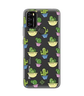 Funda para [ Blackview A70 ] Dibujo Auténtico [ Cactus en Macetas ] de Silicona Flexible para Smartphone