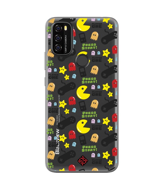 Funda para [ Blackview A70 ] Dibujo Auténtico [ Comecocos ] de Silicona Flexible para Smartphone