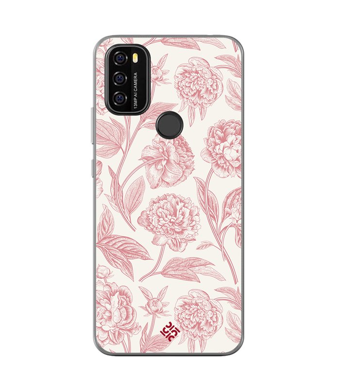 Funda para [ Blackview A70 ] Dibujo Botánico [ Flores Rosa Pastel ] de Silicona Flexible para Smartphone