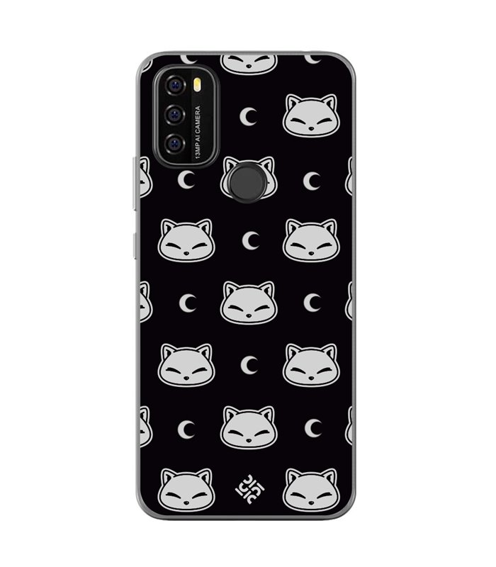 Funda para [ Blackview A70 ] Dibujo Cute [ Gato Negro Lunar ] de Silicona Flexible para Smartphone