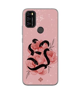 Funda para [ Blackview A70 ] Dibujo Esotérico [ Tentación Floral - Rosas con Serpientes ] de Silicona Flexible