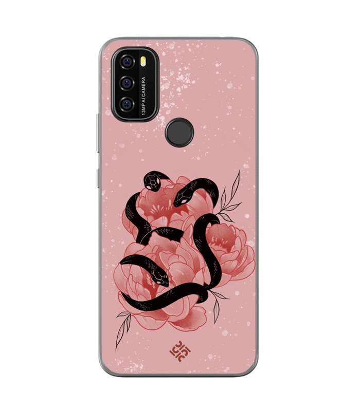 Funda para [ Blackview A70 ] Dibujo Esotérico [ Tentación Floral - Rosas con Serpientes ] de Silicona Flexible