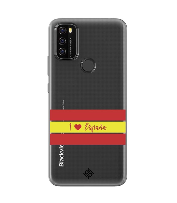 Funda para [ Blackview A70 ] Dibujo Auténtico [ I Love España ] de Silicona Flexible para Smartphone