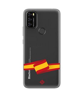 Funda para [ Blackview A70 ] Dibujo Auténtico [ Bandera España ] de Silicona Flexible para Smartphone