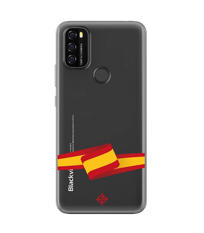 Funda para [ Blackview A70 ] Dibujo Auténtico [ Bandera España ] de Silicona Flexible para Smartphone
