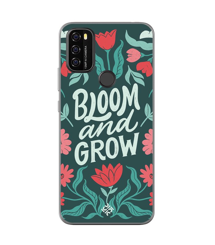 Funda para [ Blackview A70 ] Dibujo Frases Guays [ Flores Bloom and Grow ] de Silicona Flexible para Smartphone