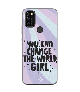 Funda para [ Blackview A70 ] Dibujo Frases Guays [ You Can Change The World Girl ] de Silicona Flexible 