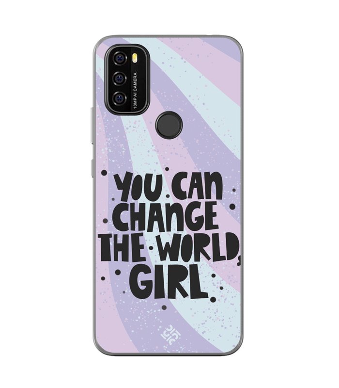 Funda para [ Blackview A70 ] Dibujo Frases Guays [ You Can Change The World Girl ] de Silicona Flexible 