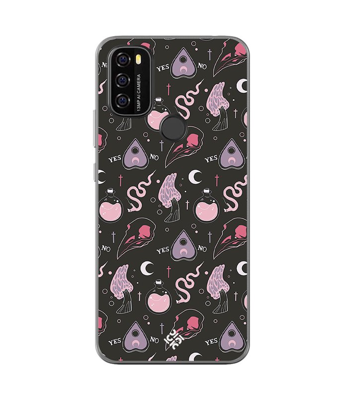 Funda para [ Blackview A70 ] Dibujo Gotico [ Diseño Brujería en Tonos Pastel y Fondo Negro ] de Silicona