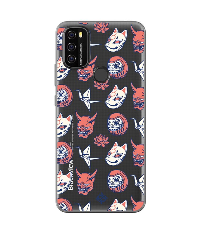 Funda para [ Blackview A70 ] Dibujo Japones [ Daruma, Máscara Kitsune y Hannya Japon ] de Silicona