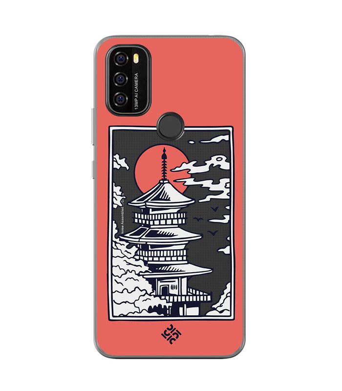 Funda para [ Blackview A70 ] Dibujo Japones [ Pagoda con Fondo Transparente Japonesa ] de Silicona Flexible