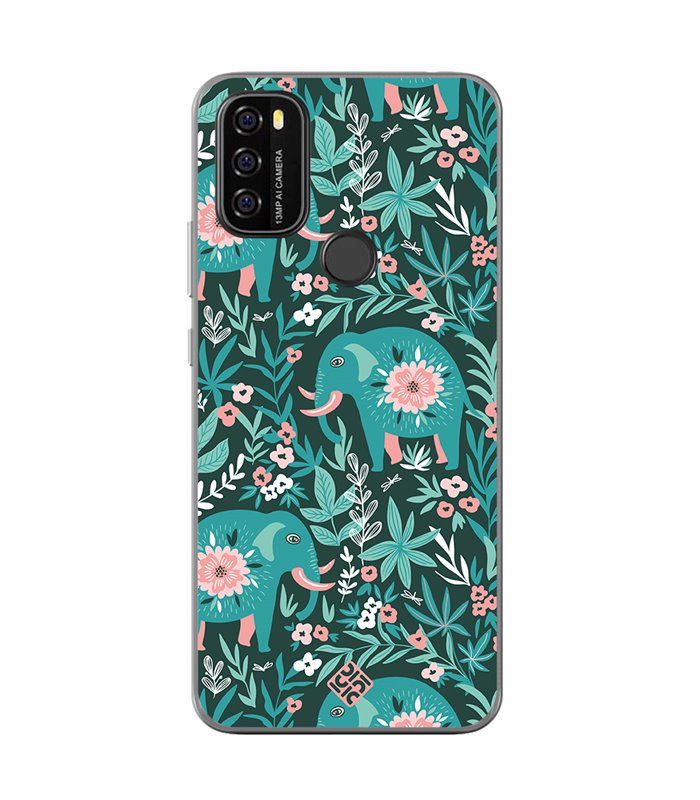 Funda para [ Blackview A70 ] Dibujo Mascotas [ Estampado Elefantes Florales ] de Silicona Flexible para Smartphone 