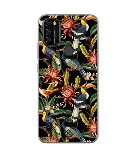 Funda para [ Blackview A70 ] Dibujo Mascotas [ Estampado Aves y Hojas y Flores Tropicales ] de Silicona