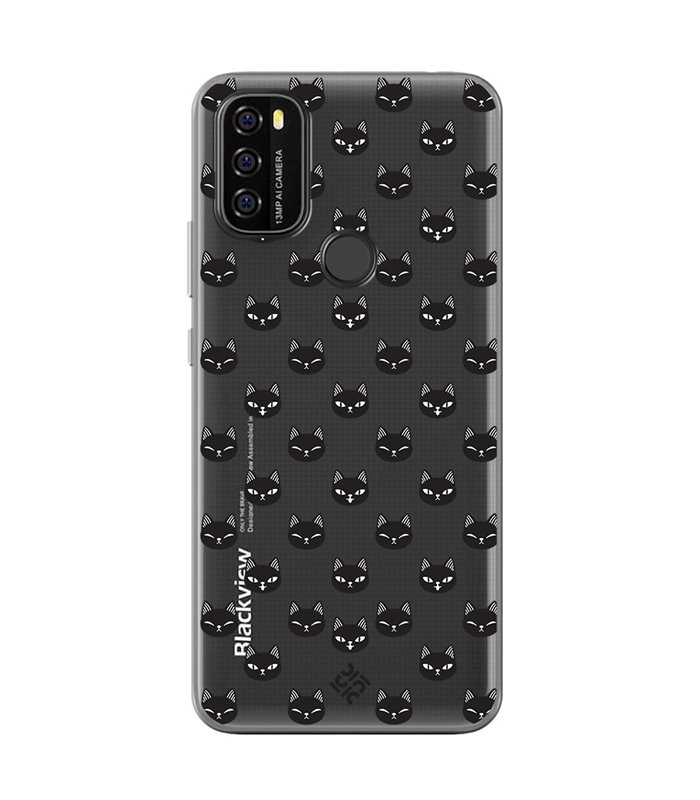 Funda para [ Blackview A70 ] Dibujo Mascotas [ Gato Negro ] de Silicona Flexible para Smartphone 